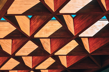 几何建筑摄影屋面施工 木制屋顶框架房屋建筑 抽象结构背景 木材纹理图案桁架木头控制板光束高科技概念材料蓝色建筑学摄影背景