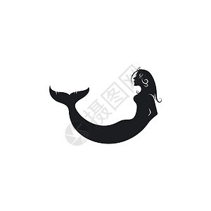 黑色美人鱼图标矢量插图设计成人尾巴女性游泳动物艺术品蓝色打印女士青少年图片