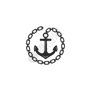 锚链图标矢量插图设计锚绳身份航行海浪金属徽章古董港口公司钓鱼图片