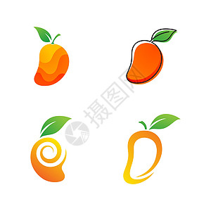 芒果图标矢量图设计果汁插图卡通片热带叶子标志橙子食物徽章标识图片