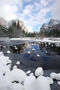 冬雪旅行岩石公园旅游天空草地风景环境石头松树图片