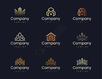 建筑和施工标志设计模板 适合企业品牌形象的图形元素设计图片