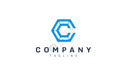 首字母设计字母 C 为蓝色 科技公司的标志背景图片