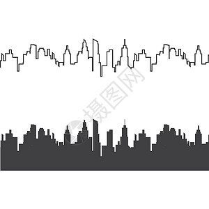 城市天际线背景 vecto全景建筑学景观市中心白色草图黑色商业街道艺术图片