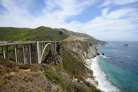 bixby桥岩石海岸海岸线旅游海洋蓝色地标风景历史性建筑学图片