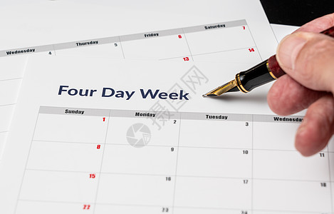 日历 说明4天工作周 星期五为休假日的四周工作周日程生产率假期组织数字空白职场文档办公室时间图片