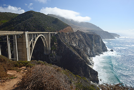 bixby桥历史性岩石悬崖天空地平线街道地标海岸旅游蓝色图片