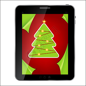 抽象设计平板电脑有圣诞节背景 矢量图手机电话演讲概念插图圆圈图表创造力触摸技术图片