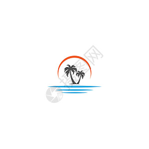 棕榈滩维生素标志概念蓝色排毒海洋情调太阳热带异国玻璃旅行叶子图片