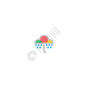 雨伞标志图标概念安全配饰网络商业标识气候下雨季节品牌插图图片