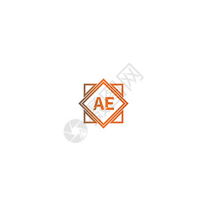 方形 AE 标志字母设计插图标题公司奢华正方形品牌互联网营销商业橙子图片