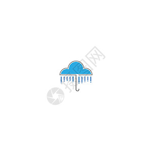 雨伞标志图标概念公司安全网络商业蓝色配饰标识阳伞插图季节图片
