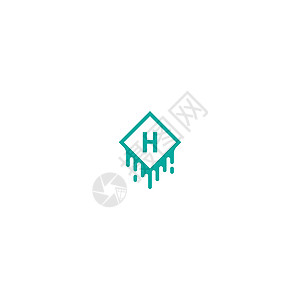绿色设计概念中的字母 H 标识技术商业衬线体正方形奢华字体公司圆圈网络插图图片