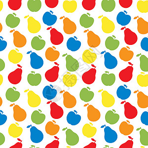矢量无缝模式的水果苹果和豌豆食物装饰绘画花园装饰品植物风格绿色红色插图设计图片