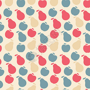 矢量无缝模式的水果苹果和豌豆植物纺织品饮食叶子创造力红色风格装饰装饰品食物设计图片