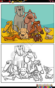 卡通狗字符组着色书 pag图片