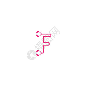 字母 F 标志设计狗脚印概念店铺公司坡度爪子艺术小狗诊所标识动物字体图片