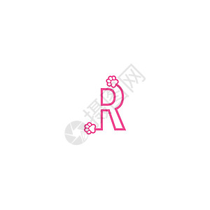 字母 R 标志设计狗脚印概念坡度艺术诊所店铺野生动物猎犬字体猫咪荒野标识图片