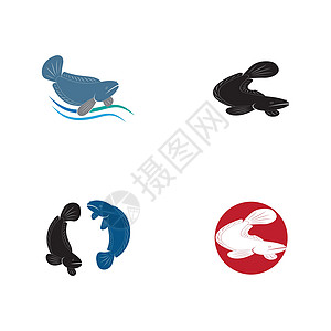 标志设计概念模板野生动物钓鱼软木鲶鱼海洋插图渔夫海鲜绘画生活图片