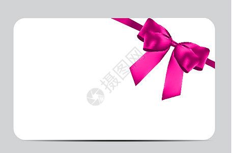 带有粉红弓和丝带的空白礼品卡模板 您的业务矢量说明卡片折扣代金券市场礼物金融展示商业促销优惠券图片