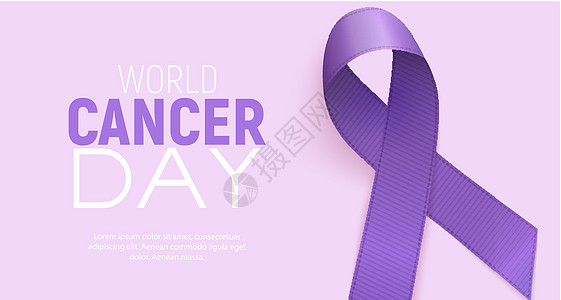 世界癌症日概念与薰衣草丝带 矢量图疾病世界癫痫横幅帮助女性斗争治疗药品活动图片