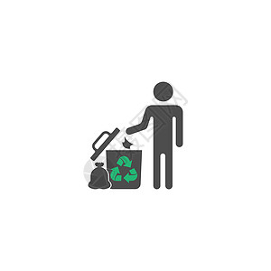 垃圾桶图标垃圾和人图标 vecto回收生态生活地球活力力量男人按钮环境产品设计图片