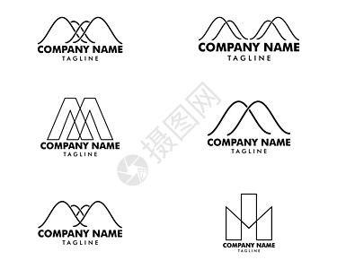 一组字母 M 矢量线标志设计图片