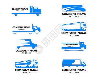 一套卡车运送货物标志设计矢量模板图片