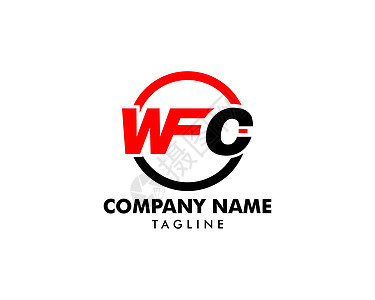 初始字母 WFC 徽标模板设计红色黑色品牌网络字体公司世界中心金融徽章图片