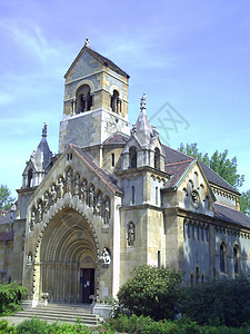 在Vajdahunyad城堡的Jak-Gothic教堂礼拜堂城堡建于1896年 作为千年展览的一部分图片