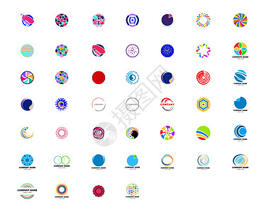 一组抽象圆圈标志设计模板图片