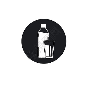 水瓶和玻璃图标矢量插图设计庆典白色液体食物饮料塑料矿物饮水瓶子健康图片