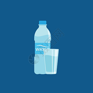 水瓶和玻璃图标矢量插图设计白色液体瓶子健康庆典饮料矿物茶点食物饮水图片