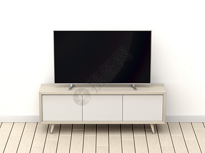 Wood tv 壁橱和有空白屏幕的电视图片