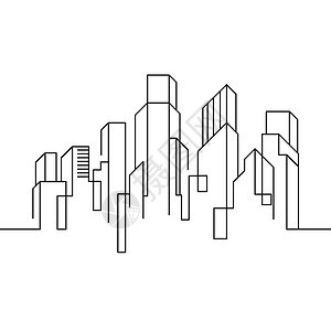 城市建筑线条艺术矢量插图模板建筑学生态财产街道摩天大楼工厂房子市中心环境天空图片