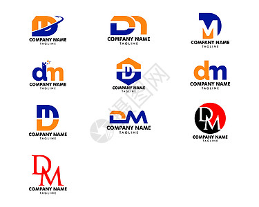 首字母 Dm 徽标模板设计集图片