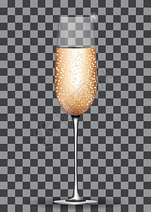 在透明背景上填充香槟杯 矢量插图图片