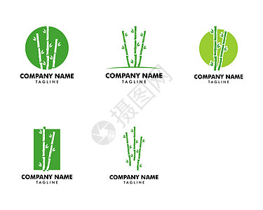 一套竹 Logo 模板矢量图标插图设计图片
