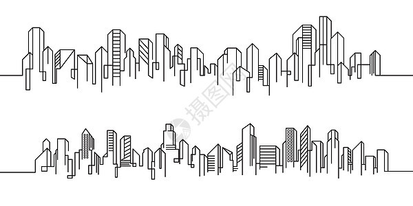 城市建筑线条艺术矢量插图模板房子天际基础设施公寓街道天空草图市中心公园生态图片