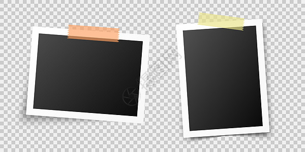 复古相框 数字剪贴簿相册的复古写实照片 带阴影和透明贴纸的旧空图片图片