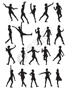 一个跳舞的女人矢量它制作图案的剪影电脑节日音乐女孩们运动行动团体跳跃喜悦派对图片