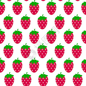 简单的草莓无缝图案背景矢量图墙纸糖果浆果水果食物红色织物粉色包装插图图片