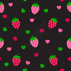 简单的草莓无缝图案背景矢量图糖果浆果粉色插图水果织物红色墙纸食物包装图片