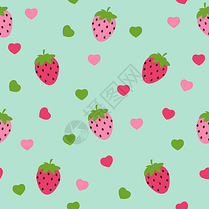 简单的草莓无缝图案背景矢量图红色包装糖果织物插图浆果粉色水果食物墙纸图片