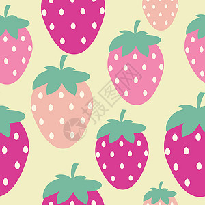 简单的草莓无缝图案背景矢量图织物粉色水果墙纸插图红色包装浆果糖果食物图片