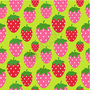 简单的草莓无缝图案背景矢量图墙纸粉色食物糖果包装织物浆果水果红色插图图片