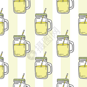 与玻璃瓶的无缝模式 黄色夏季柠檬水饮料网络墙纸热带石匠食物玻璃餐具饮食液体图片