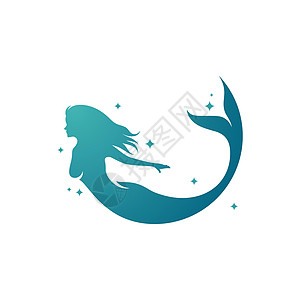 美人鱼矢量图设计海星数字动物艺术蓝色女孩头发插图海洋童话图片