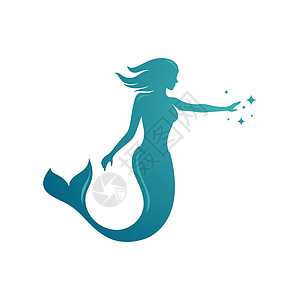 美人鱼矢量图设计蓝色插图尾巴游泳标识头发绘画艺术皮肤数字图片