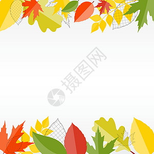 闪亮的秋天自然树叶背景 它制作图案矢量亮度叶子橙子金子艺术植物魔法框架绘画活动图片